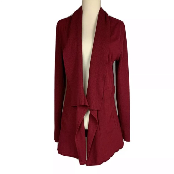 White House Black Market Sweaters - WHBM Red Cardigan Open Front Waterfall Pockets L